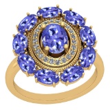 3.13 Ctw VS/SI1 Tanzanite And Diamond 14K Yellow Gold Vintage Style Ring