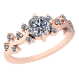 0.96 Ctw Diamond I2/I3 14K Rose Gold Vintage Style Ring