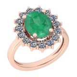 3.28 Ctw VS/SI1 Emerald And Diamond 14K Rose Gold Vintage Style Ring