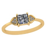 0.54 Ctw SI2/I1 Diamond Platinum 14K Yellow Gold Plated Ring