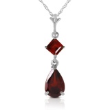 2 CTW 14K Solid White Gold Granted Wishes Garnet Necklace