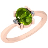 1.32 Ctw Peridot And Diamond I2/I3 14K Rose Gold Ring