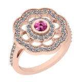 1.09 Ctw VS/SI1 Pink Tourmaline And Diamond 14K Rose Gold Engagement Halo Ring