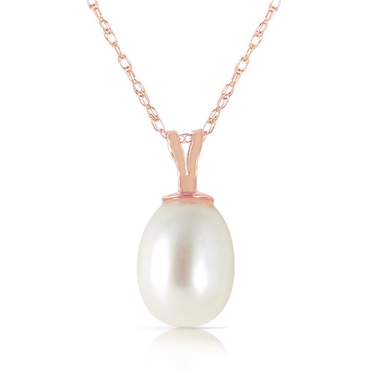 14K Solid Rose Gold Necklace with Natural pearl