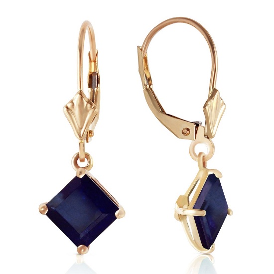 2.9 CTW 14K Solid Gold Cool Current Sapphire Earrings