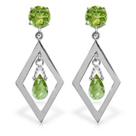 2.4 CTW 14K Solid White Gold At The Pier Peridot Earrings