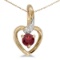 Certified 10k Yellow Gold Round Garnet And Diamond Heart Pendant