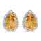 Certified 14k Yellow Gold Pear Citrine And Diamond Earrings