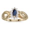Certified 10k Yellow Gold Marquise Sapphire And Diamond Ring 0.23 CTW