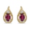 Certified 14k Yellow Gold Oval Rhodolite Garnet And Diamond Earrings 1 CTW