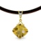 8.76 Carat 14K Solid Gold Leather Necklace Diamond Citrine