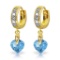 1.77 Carat 14K Solid Gold Monaco Blue Topaz Diamond Earrings