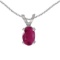 Certified 14k White Gold Oval Ruby Pendant