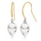 24.6 Carat 14K Solid Gold Fish Hook Earrings Diamond White Topaz