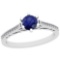 0.66 Ctw Blue Sapphire And Diamond I2/I3 14K White Gold Vintage Style Ring