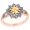 1.36 Ctw I2/I3 Citrine And Diamond 10K Rose Gold Engagement Halo Ring