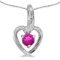 Certified 10k White Gold Round Pink Topaz And Diamond Heart Pendant