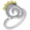 0.96 Ctw I2/I3 Treated Fancy Yellow And White Diamond 14K White Gold Engagement Halo Ring
