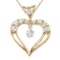 Certified 14K Yellow Gold Dashing Diamond Heart Pendant