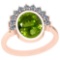 3.28 Ctw I2/I3 Peridot And Diamond 10k Rose Gold Vintage Style Ring