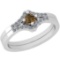 0.25 Ct Natural Yellow Diamond I2/I3And White Diamond I2/I3 18k White Gold Vintage Style Ring