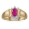 Certified 10k Yellow Gold Oval Ruby And Diamond Ring