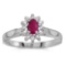 Certified 10k White Gold Oval Ruby And Diamond Ring