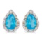 Certified 14k Yellow Gold Pear Blue Topaz And Diamond Earrings