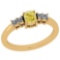 0.77 Ct GIA Certified Natural Fancy Yellow Diamond And White Diamond 18K Yellow Gold Engagement Ring