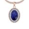 2.86 Ctw Blue Sapphire And Diamond I2/I3 14K Rose Gold Pendant