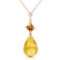 14K Solid Rose Gold Necklace with Natural Citrines