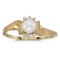 Certified 10k Yellow Gold Pearl And Diamond Satin Finish Ring 0.01 CTW