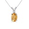 Certified 14k White Gold Oval Citrine And Diamond Pendant