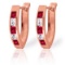 1.26 Carat 14K Solid Rose Gold Ruby White Topaz Hoop Earrings