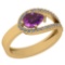 0.91 Ctw Amethyst And Diamond I2/I3 10K Yellow Gold Vintage Style Ring