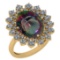 6.34 Ctw I2/I3 Mystic Topaz And Diamond 14k Yellow Gold Vingate Style Ring