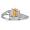 Certified 10k White Gold Oval Citrine And Diamond Satin Finish Ring 0.16 CTW
