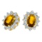 Certified 14k Yellow Gold Oval Citrine and .25 total CTW Diamond Earrings 0.85 CTW