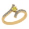 0.60 Ctw I2/I3 Treated Fancy Yellow And White Diamond 14K Yellow Gold Bypass Bridal Wedding Ring