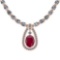 20.93 Ctw I2/I3 Ruby And Diamond 14K Rose Gold Necklace