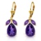 13 Carat 14K Solid Gold Leverback Earrings Natural Amethyst