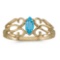 Certified 10k Yellow Gold Marquise Blue Topaz Filagree Ring