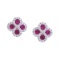 Certified 14k White Gold Ruby and .26 ct Diamond Clover Earrings