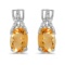 Certified 14k White Gold Oval Citrine And Diamond Earrings