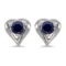 Certified 14k White Gold Round Sapphire Heart Earrings
