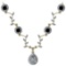 9.07 Ctw I2/I3 Treated Fancy Black And White Diamond 14K Yellow Gold Vingate Style Necklace