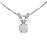 Certified 14k White Gold Round Opal Pendant