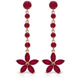 14K Solid Rose Gold Chandelier Earrings with rubyes