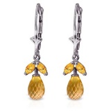 3.4 Carat 14K Solid White Gold Not Crooked Path Citrine Earrings