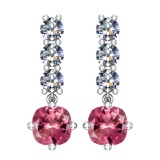 Certified 5.87 Ctw VS/SI1 Pink Tourmaline And Diamond 14K White Gold Earrings